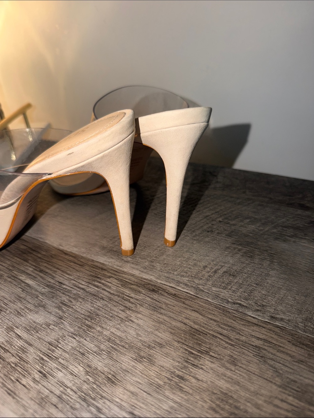 SCHUTZ Nude Cream Clear Strap Stiletto Mules - Picture 2 of 6